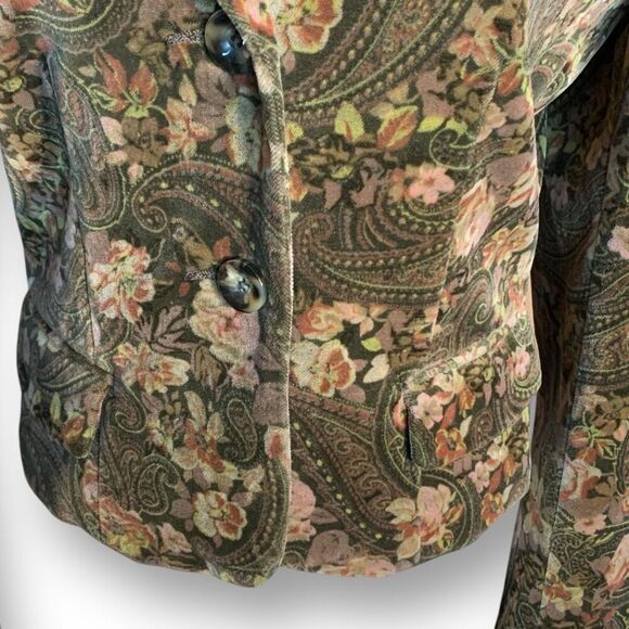 Vintage Brown Dark Floral Paisley Tailored Blazer Jacket Size 10 Made in USA - Picture 5 of 10